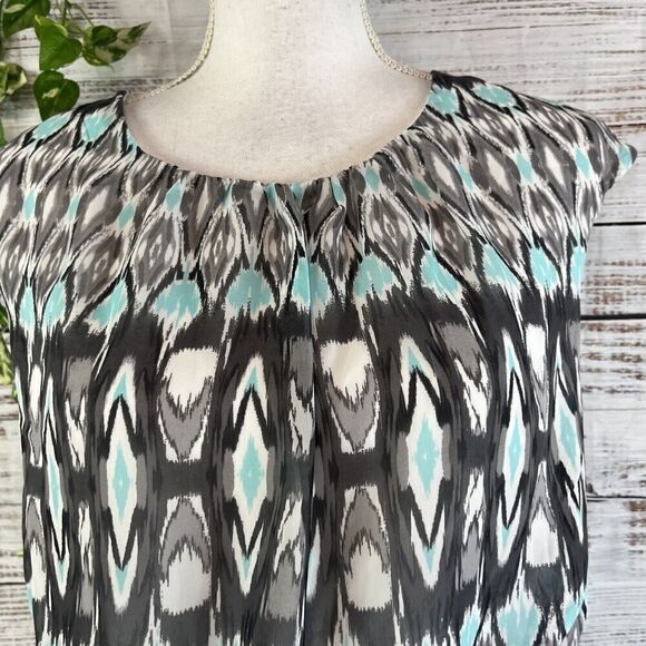 Robbie Bee Dress size 8 Blue Gray Sheer Straight Above Knee Wedding Guest Dinner - Picture 6 of 16